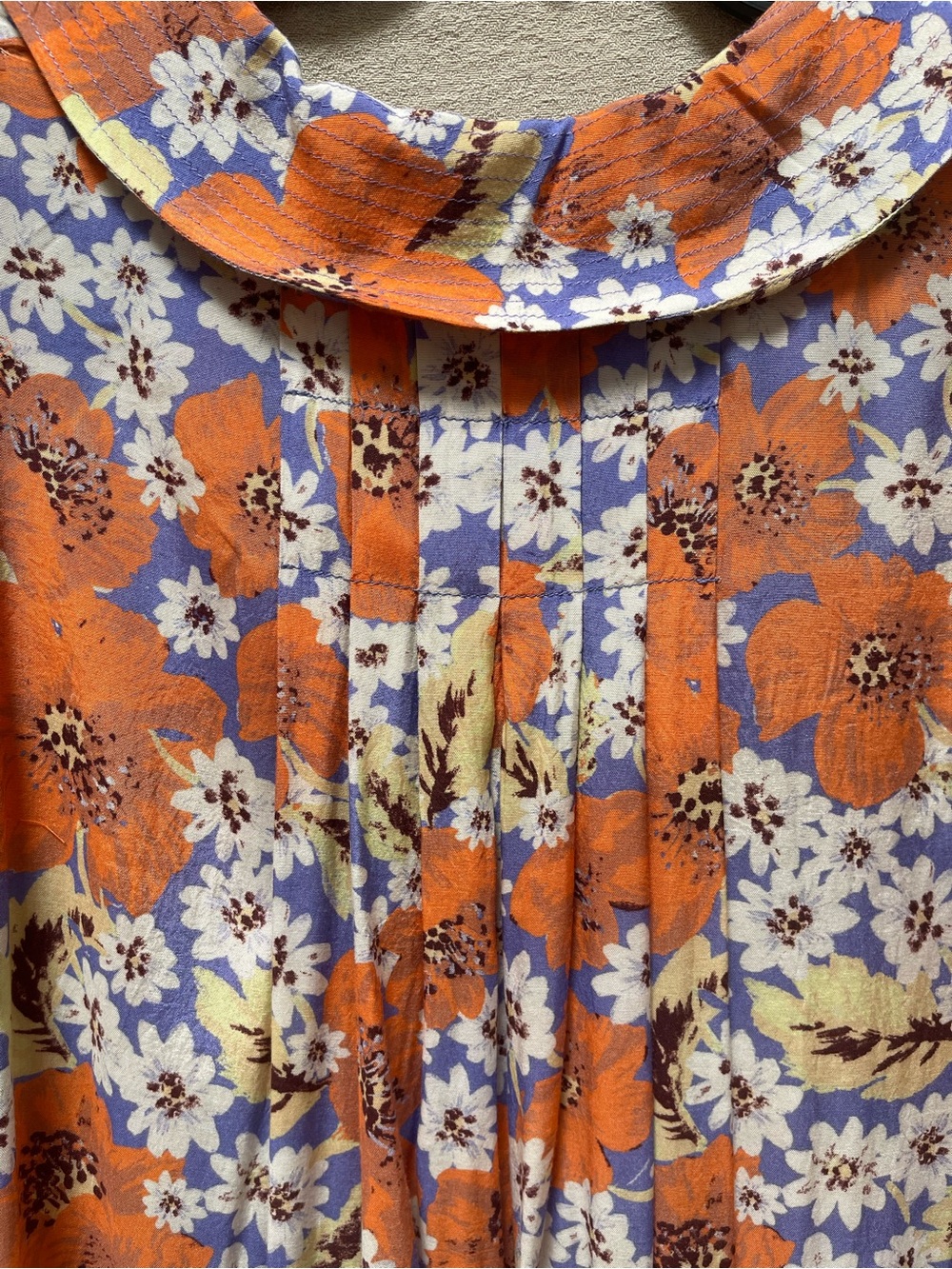 Free People Sugar Crush Floral V-Neck Short Sleeve Tunic Dress in Orange - Picture 11 of 13